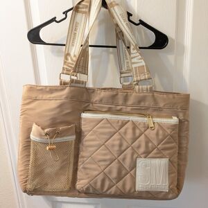 Steve Madden Beige Quilted Tote Bag